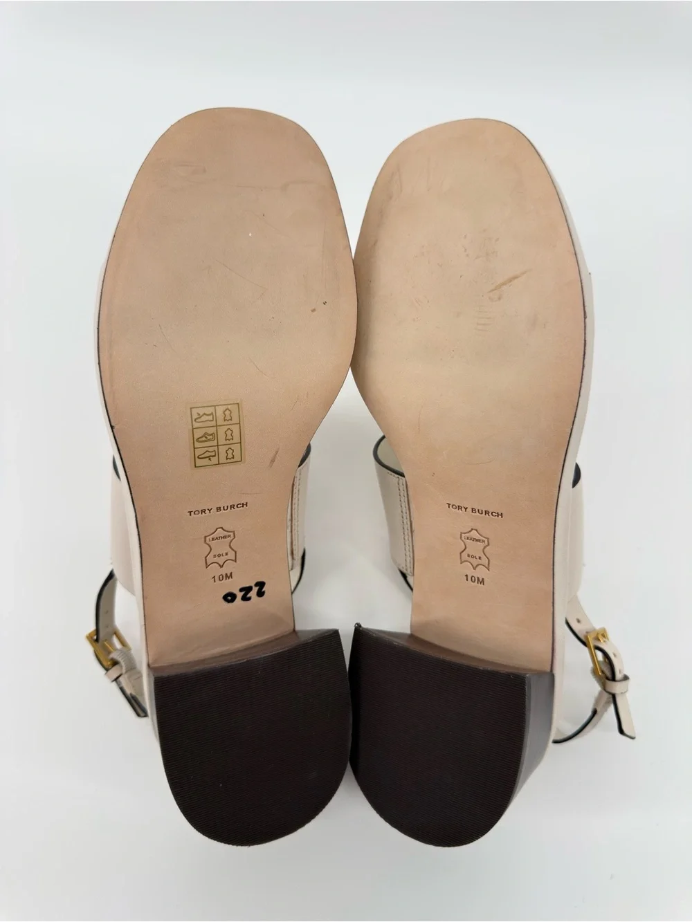Tory Burch $348 Eleanor Heel Sandals New Ivory Cream Sz 10
